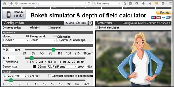 Bokeh Simulator No Sensor