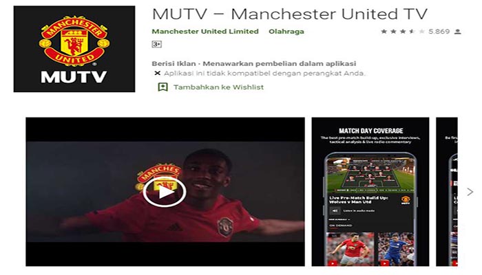 Aplikasi MUTV Penggila Sepakbola Manchester