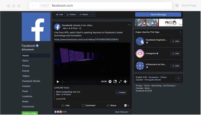 darkmode versi facebook